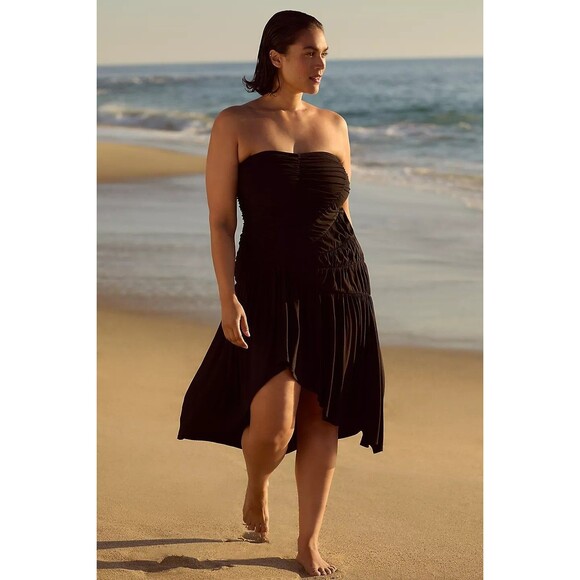 Anthropologie Celandine Strapless Ruched Asymmetrical-Hem Dress 1X-PS NEW 281108 - Picture 1 of 11